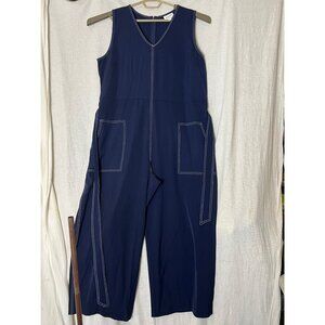 Nine West Women's Navy Blue Jumpsuit XL Wide Legs Boho